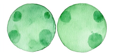 Circle shape design. Set of green watercolor,