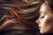 © Harry - Beautiful Woman Long Brown Hair Flowing Cascading Waves Glossy Healthy Styling Luxury Salon Fashion Beauty Elegant Profile Soft Light Natural Radiant
