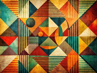 Poster - Vintage Geometric Abstract Art: Retro Lines & Shapes Design