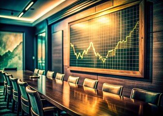 Poster - Vintage Graph Boardroom Meeting Chart Data Analysis Retro Business