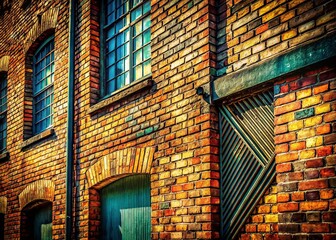 Poster - Vintage Industrial Brickwork: Diagonal Lines, High-Resolution Stock Photo
