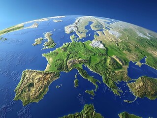 Wall Mural - earth map with highlighted european business trade and telecommunications