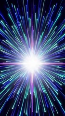 Poster - Vibrant neon light burst radiates dynamic energy in stunning cosmic display