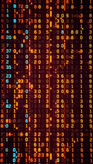 Poster - Matrix like display of numeric data resembling stock ticker data stream stylized and abstract