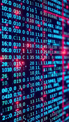 Poster - digital interface displays strings of numbers and characters reminiscent of code and data analysis