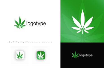 Poster - minimalist cannabis leaf logo, symbolizing natural wellness, alternative medicine, and organic produ