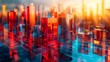 © Nutchapol - Vibrant futuristic cityscape with digital elements.