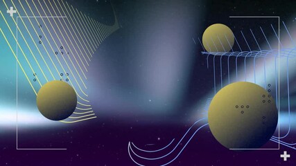 Poster - Cosmic scene with animation of abstract planets, flowing lines, geometric patterns