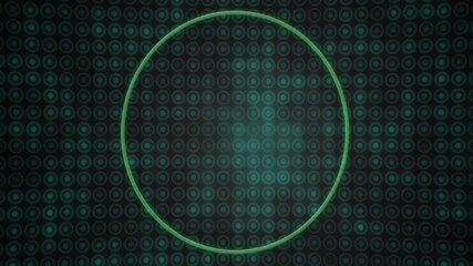 Poster - animation of glowing green circle over dark circular pattern on textured background