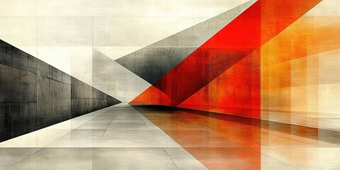 Poster - Abstract geometric art with contrasting colors and shapes creating depth effect in a modern design