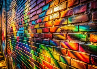 Poster - Weathered Brick Wall Urban Street Art Graffiti Tag Surreal Photography Stock Photo