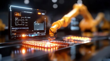 Poster - Industrial Robot Arm Assembling EV Battery Components