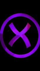 Poster - Glowing purple x rotation on black background with dynamic lighting effects