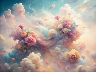 Poster - Whimsical Floral Cloud Pattern: Long Exposure Greeting Card Design