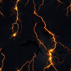 Poster - Seamless Intense black background with bright orange lightning creating a stunning visual effect, perfect for dynamic designs