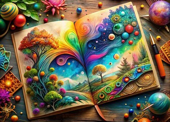 Poster - Whimsical Line Art Journaling Designs: Surreal Photography for Creative Layouts