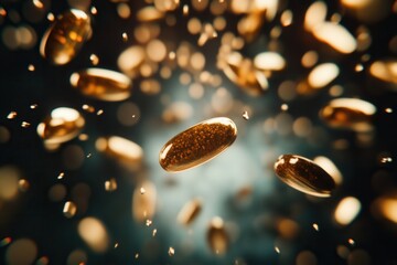 Leinwandbilder - Floating pills in a zero gravity environment with cinematic lighting and soft shadows showcasing abstract medical themes