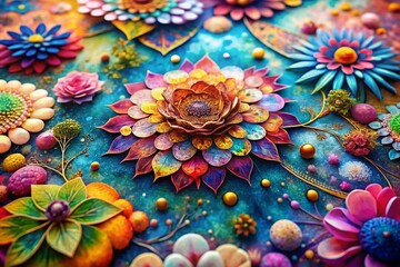 Poster - Whimsical Watercolor Flower Drone Aerial Boho Art Print