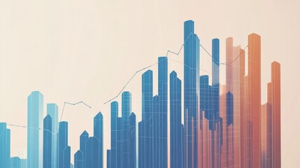 Poster - Abstract financial growth chart, skyscrapers, upward trend