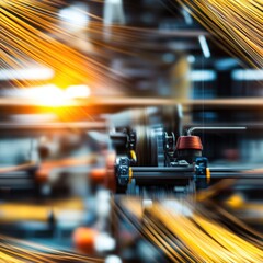 Poster - seamless advanced industrial machine operating efficiently inside a modern factory setting with mach