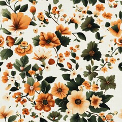Poster - Seamless Intricate flower pattern displaying a beautiful array of blooms and colors creating a captivating visual experience