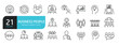 © Bradericon - Set of line icons related business people, teamwork, employee. Outline icons collection. Editable stroke. Vector illustration