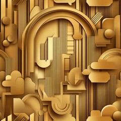 Poster - seamless captivating gold background adorned with a variety of shapes creating a luxurious and eye-c