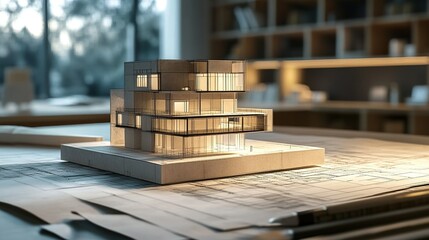 Architectural model houses representing modern residential development