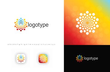 Aufkleber - Abstract colorful spiral dot logo representing energy, technology, and connectivity. Ideal for digital agencies, AI, innovative startups, SPA and yoga. Modern vector logo