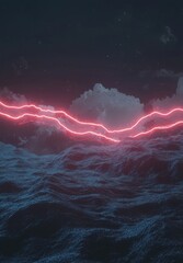 Poster - A 3D render featuring an abstract, futuristic neon background with ascending lines that glow is a fantastic wallpaper option