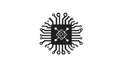 Poster - Circuit Board Icon, Abstract Technology, White Background, Graphic Element, for Website or App
