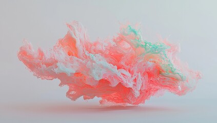 Poster - A colorful, transparent, and iridescent glass-like liquid fluid forms an abstract amorphous shape isolated on a white background