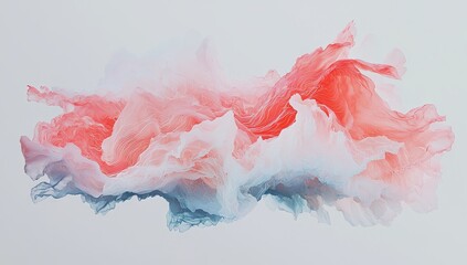 Poster - On a white background, an abstract and amorphous shape is formed by a fluid, transparent, and iridescent substance resembling colored glass