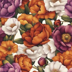 Poster - Seamless A stunning bunch of flowers showcasing lush blooms and rich colors ideal for floral arrangements and decorative displays