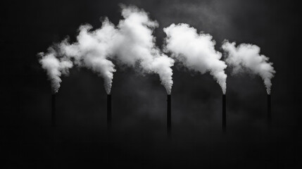 Poster - A high-contrast image of steam rising from urban heating vents on a cool evening, blending