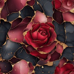 Poster - Seamless Stunning single rose on a black background illustrating timeless beauty and elegance in a minimalistic style