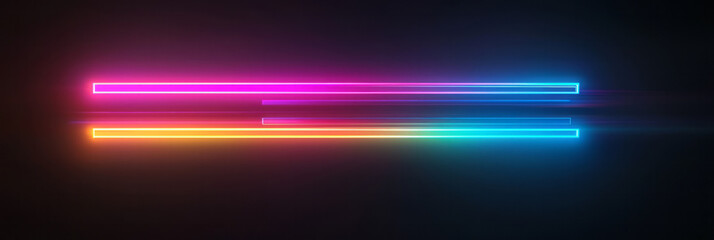 An energetic cyber-inspired composition featuring sharp geometric structures bathed in a spectrum
