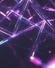 Poster - A sleek digital design merging crisp angular patterns with luminous neon accents, forming a vibrant