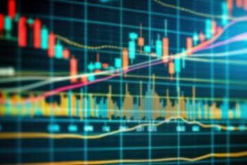 Poster - Stock market exchange data trending upward with vibrant colors.