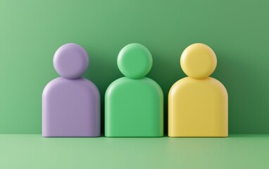 Poster - Colorful user icons in a modern style on a green background, evoking creativity.
