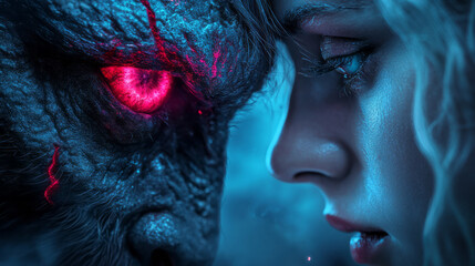 Aufkleber - An evocative digital collage of surreal imagery and glowing eyes, creating an ethereal gaze of