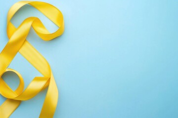 Poster - soft yellow ribbon on light blue background, perfect for design.