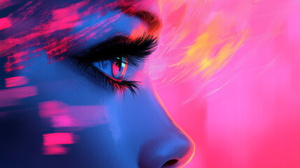Aufkleber - A high-definition digital painting featuring a captivating beauty with a hypnotic gaze, radiating