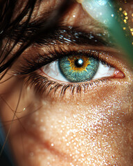 Poster - A cinematic close-up capturing the enchanting gaze of a charming beauty, her eyes sparkling with