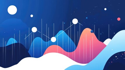 Poster - Abstract data visualization, digital infographic, trending growth, background use