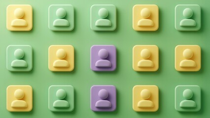Poster - Colorful user icons with a green background, creating a vibrant digital community feel.