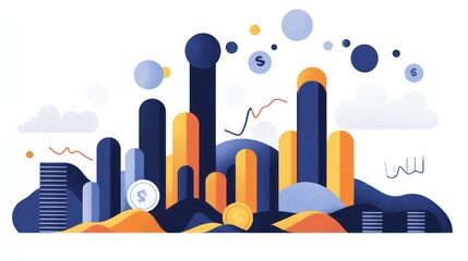 Aufkleber - Abstract cityscape of financial growth