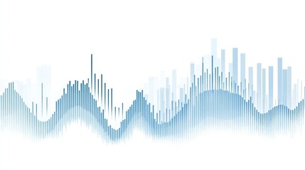 Poster - Abstract graphic of wavy lines and city skyline.  Possible use Stock photo for business, technology, or design presentation