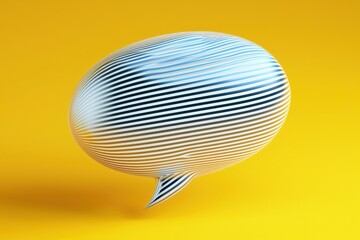 Poster - speech bubble in white and blue stripes on a yellow background, representing digital communication.