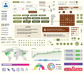 Poster - set of ui/ux elements for websites and mobile applications: buttons, forms, menus, panels, icons, lo